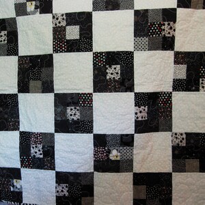 Black and White baby quilt, 9 patch squares, baby blanket, bedding,Home & Living,blankets and throws, baby crib blanket