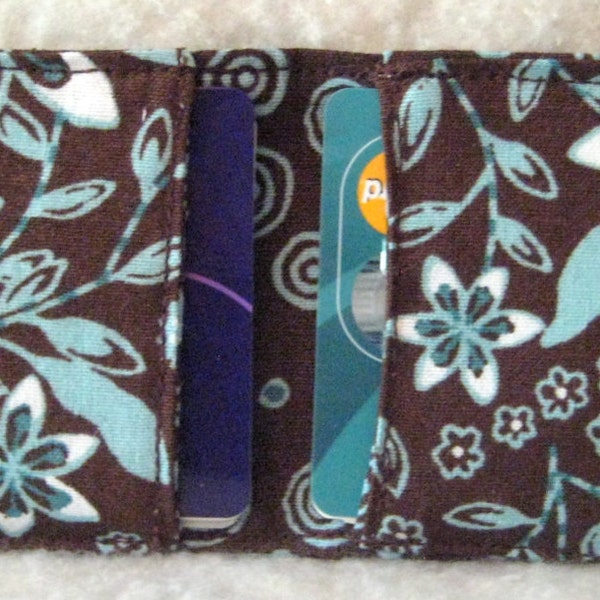 Brown and Teal Floral bankcard wallet,bags and purses,wallets,RFID protection