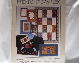 Sale-destash-Friendship Sampler,quilting patterns,wall hangings,wall quilts,art quilts,patters for quilts,hooked wall hangings,wearable art