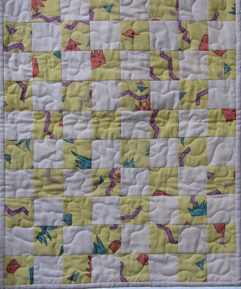 handmade quilt,pretend play Doll quilt yellow with multi color designs,America Girl quilt