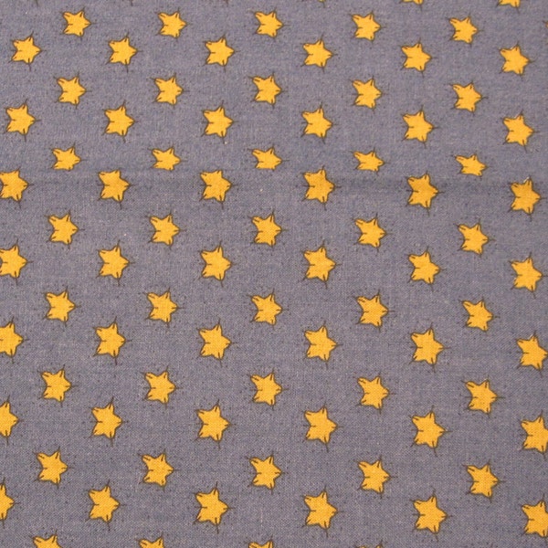 FABRIC SALE  blue background with yellow patchwork stars