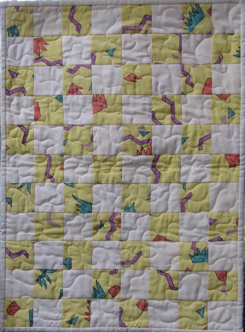 Doll quilt yellow with multi color designs,America Girl quilt handmade quilt,pretend play