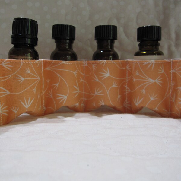 7 pocket orange and white essential oil pouch, dotrra oils, young living oils, take along pouch, carrier, oil carrier,