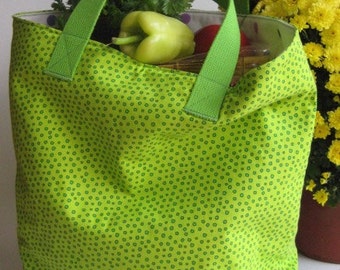 Extra Large Lime Green Market Bag or Beach Bag or Diaper Bag or Carryall