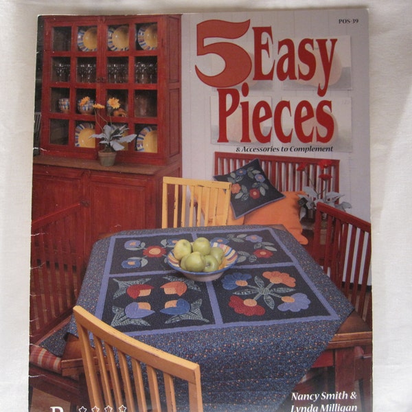 Sale-destash-5 Easy Pieces quilting book, quilt patterns,applique,Craft Supplies & Tools,pieced quilts,patterns,how to quilt,supplies,books