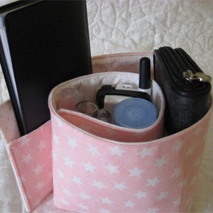 White Stars with Pink Dots Purse Organizer, purse Insert, handmade,handbags, bags and purses