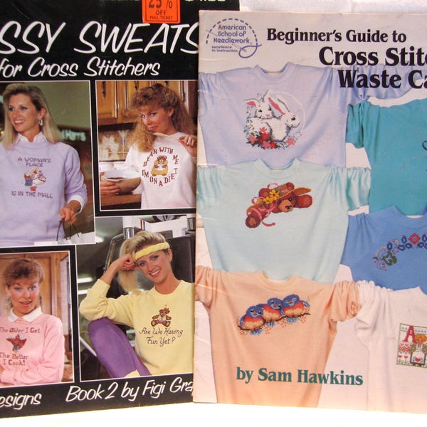 destash- double your cross stitch fun with the beginner's guide to cross stitch and Sassy sweats, learn how to cross stitch on a sweatshirt