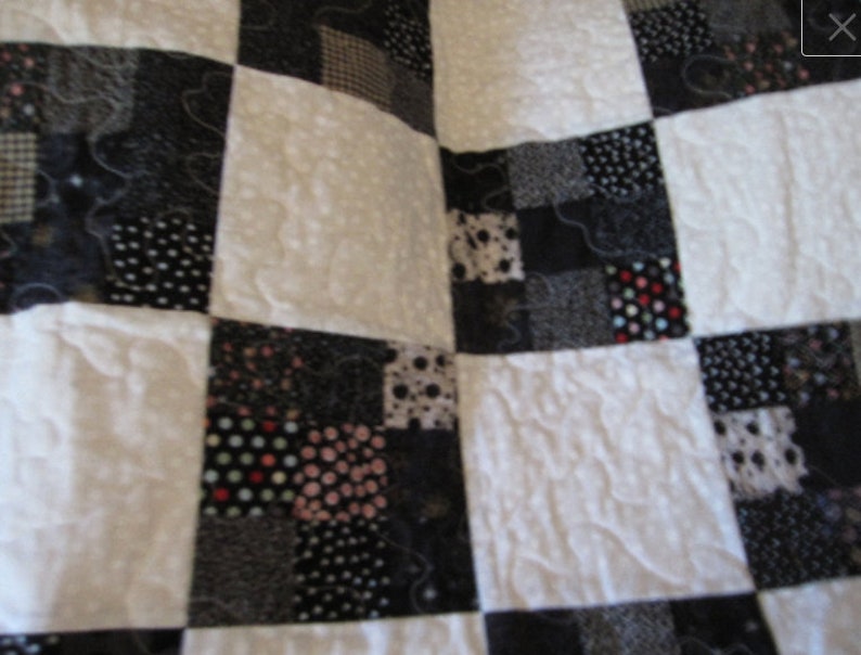 baby crib blanket Black and White baby quilt bedding,Home /& Living,blankets and throws 9 patch squares baby blanket