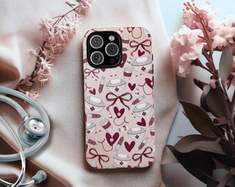 Coquette Nurse Phone Case: Pink Watercolor Collage, MagSafe Compatible