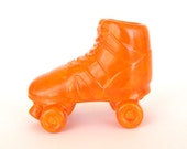 Ceramic Vase Roller Skate Planter Derby Girl Hand Painted Orange Retro Rocker Kitschy Pencil Holder Home Decor