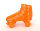 Ceramic Vase Roller Skate Planter Derby Girl Hand Painted Orange Retro Rocker Kitschy Pencil Holder Home Decor