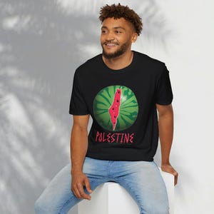 Free Palästina authentische Wassermelone T-Shirt Palästina Karte 3D bestes Geschenk für arabischen palästinensischen Freund Unterstützung Gaza Geburtstag Eid Jahrestag