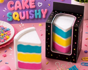 Cute Cake Squishy Toy Soft Stretchy Sensory Desk Fidget Gift for Kids Adults Fun