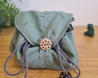 Bolsa de dados de hoja de druida – Bolsa de dados de rol y tapete de lanzamiento – Regalo de DnD / Hecho a mano