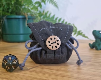 Mini Druid Dice Bag | Leaf Flap Drawstring Pouch | DnD Gift