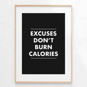 gym sign | gym wall art | home gym decor | luxury home gym art | workout room decor | motivational poster | no excuses | printable wall art