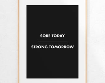 gym sign | gym wall art | home gym decor | luxury home gym art | workout room decor | motivational poster | sore strong | printable wall art