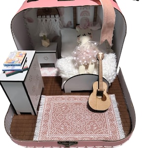 Small portable suitcase dollhouse toy or gift