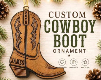 Cowboy Boot Ornament Personalized