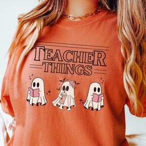 Lehrer Dinge Halloween Shirt, süßes Ghost Lehrer Tshirt, gruseliges Lehrer Herbst T-Shirt, Oktober Tshirt, lustiges Halloween Shirt, Damen Herbst T-Shirt