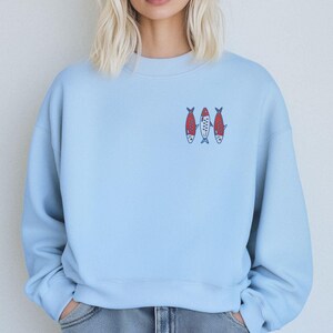 Embroidered Vintage Sardines Sweatshirt, Fisherman Aesthetic, Americana Fashion, Beach Sweatshirt, Abstract Colorful Fish, Oceancore Vibe