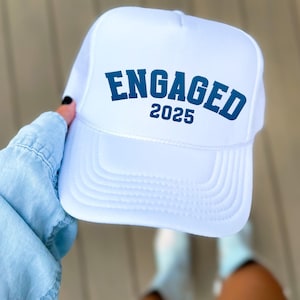 Engaged Custom Trucker Hat, Hat For Bride To Be, Engagement Year Gift, Bachelorette Hat For Bride, Custom Embroidered Foam Trucker Hat,