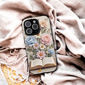 Custodia per iPhone con libro floreale: regalo per lettori della Fantasy Library