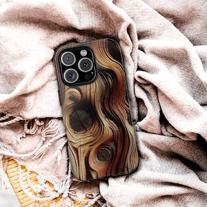 Realistic Wood Grain Phone Case: Cottagecore Nature Cover