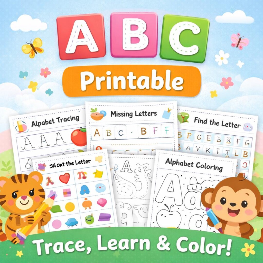 Preschool Learning Binder Printable | Toddler Worksheets Age 3-5 | ABC ...