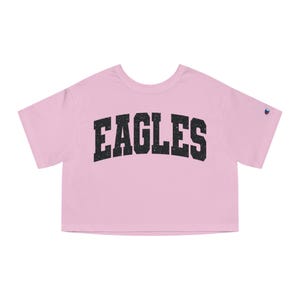 Eagle Cropped Tee, Casual Crop Pink Candy