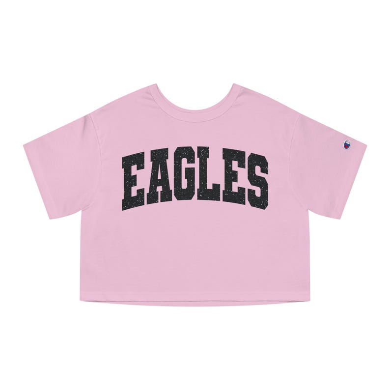 Eagle Cropped Tee, Casual Crop Pink Candy