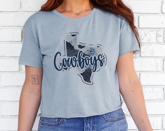 Cowboys Crop Top:  Western Style, Festival Top-raw hem edges