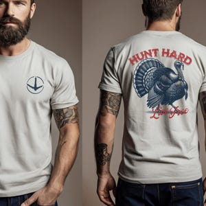 Hunt Hard Live Free Turkey Hunter shirt, Turkey hunting enthusiast, Hunting Season, Hunting club tee, Nature inspired shirt, Turkey graphic