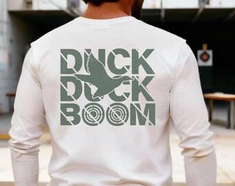 Duck Duck Boom Long Sleeve Hunting Tee | Camo Silhouette