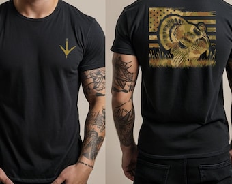American Flag Turkey Hunting Shirt: Patriotic Hunter Tee
