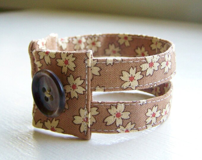 Fabric Cuff Bracelet in Cappuccino Autumn Floral Etsy