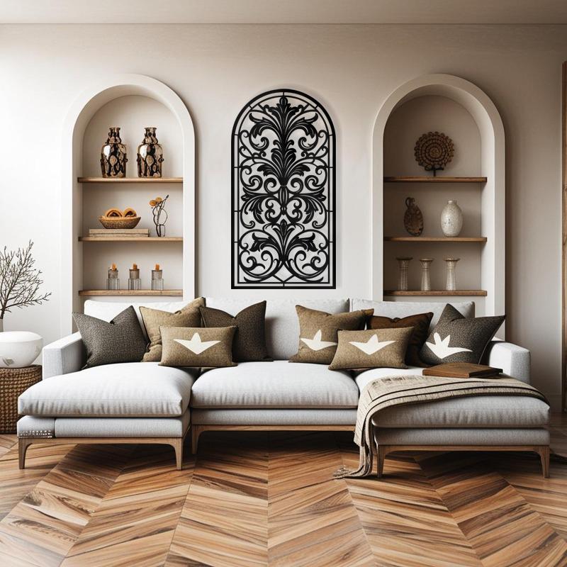 Vertical Scroll Metal Wall Art, French Country Window Panel Decor ...