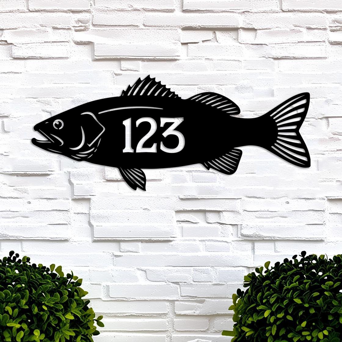 Custom Fish Address Sign, Personalized House Number Sign, Outdoor Lake ...