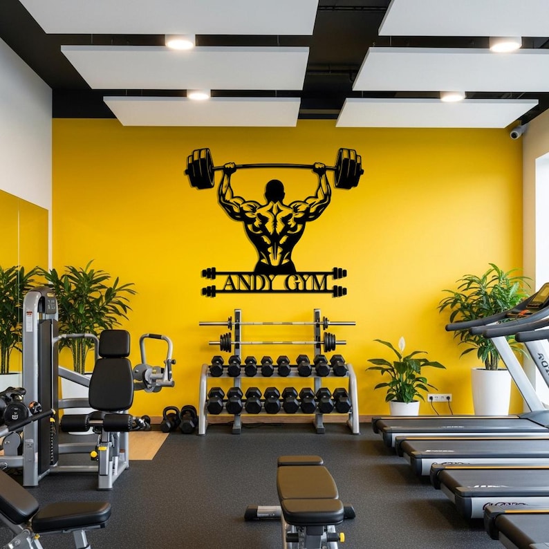 Custom Gym Name Sign, Bodybuilder Metal Wall Art for Home Gym Decor ...
