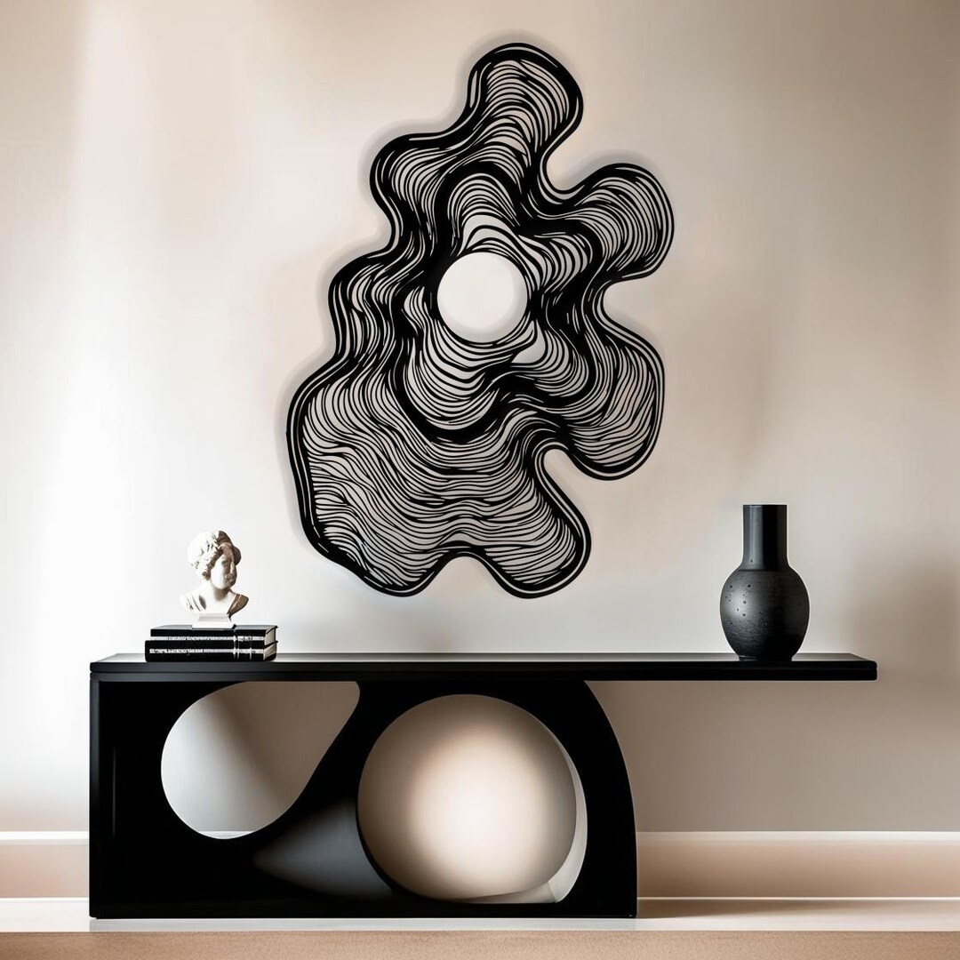 Modern Vertical Wall Art, Abstract Line Metal Wall Decor, Minimalist ...