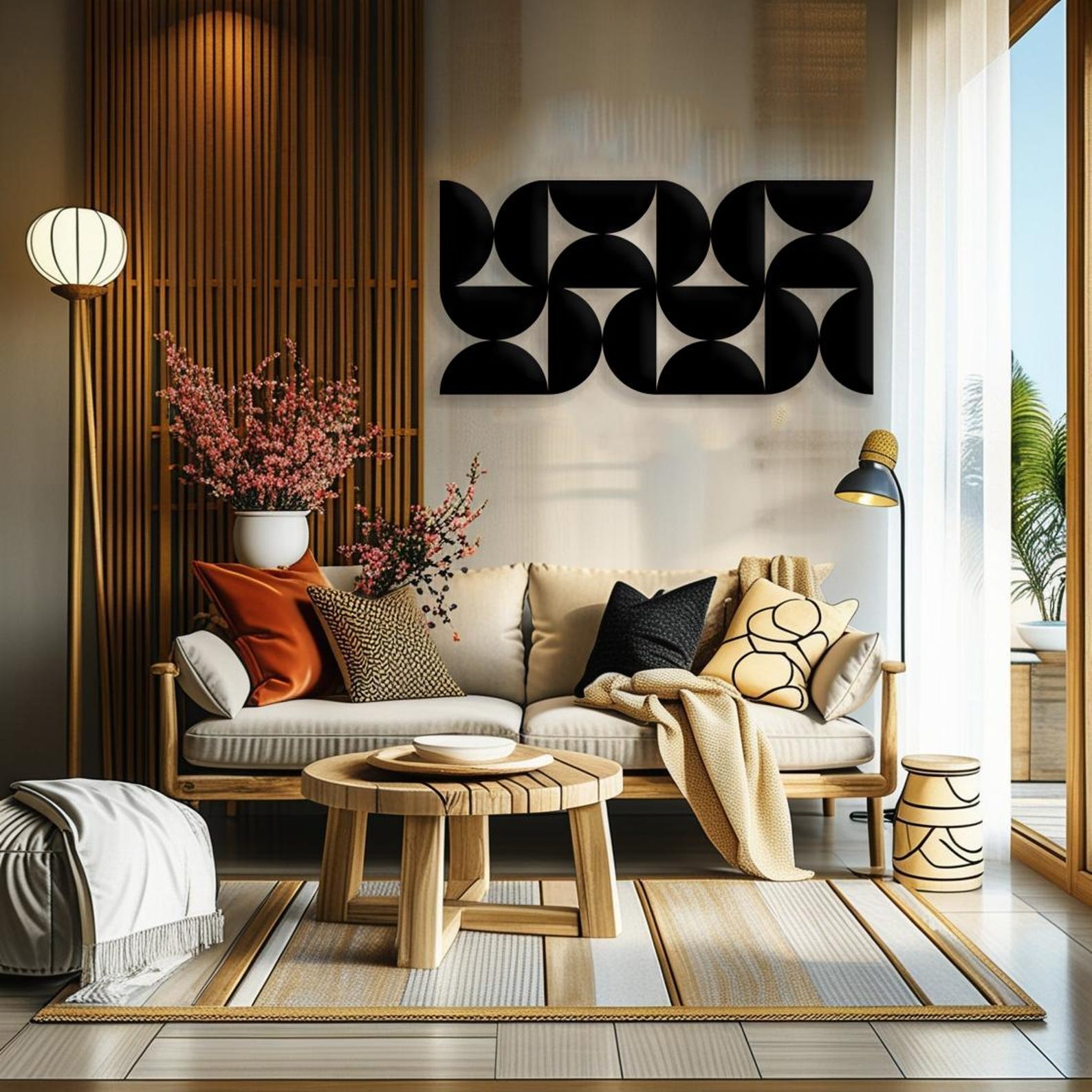 Half Circles Wall Decor, Abstracct 3D Wall Art, Geometric Contemporary ...
