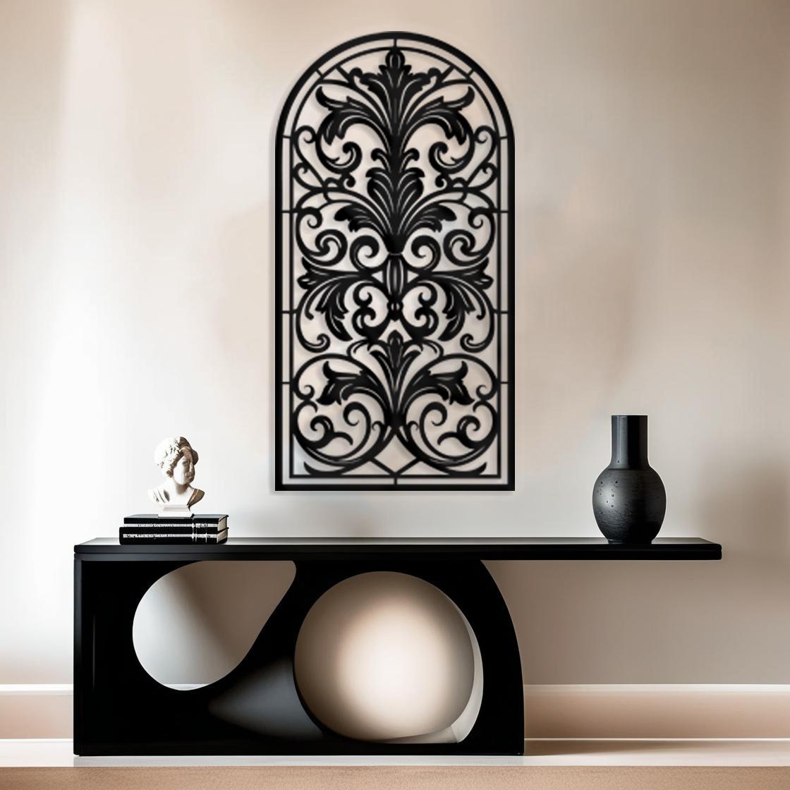Vertical Scroll Metal Wall Art, French Country Window Panel Decor ...