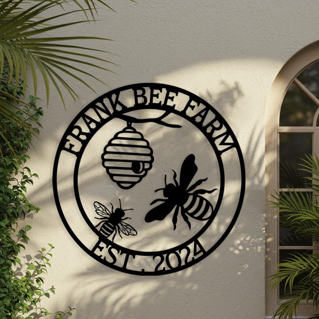 Custom Beekeeper Metal Sign, Honey Bee Farm Decor, Outdoor Hive Name ...