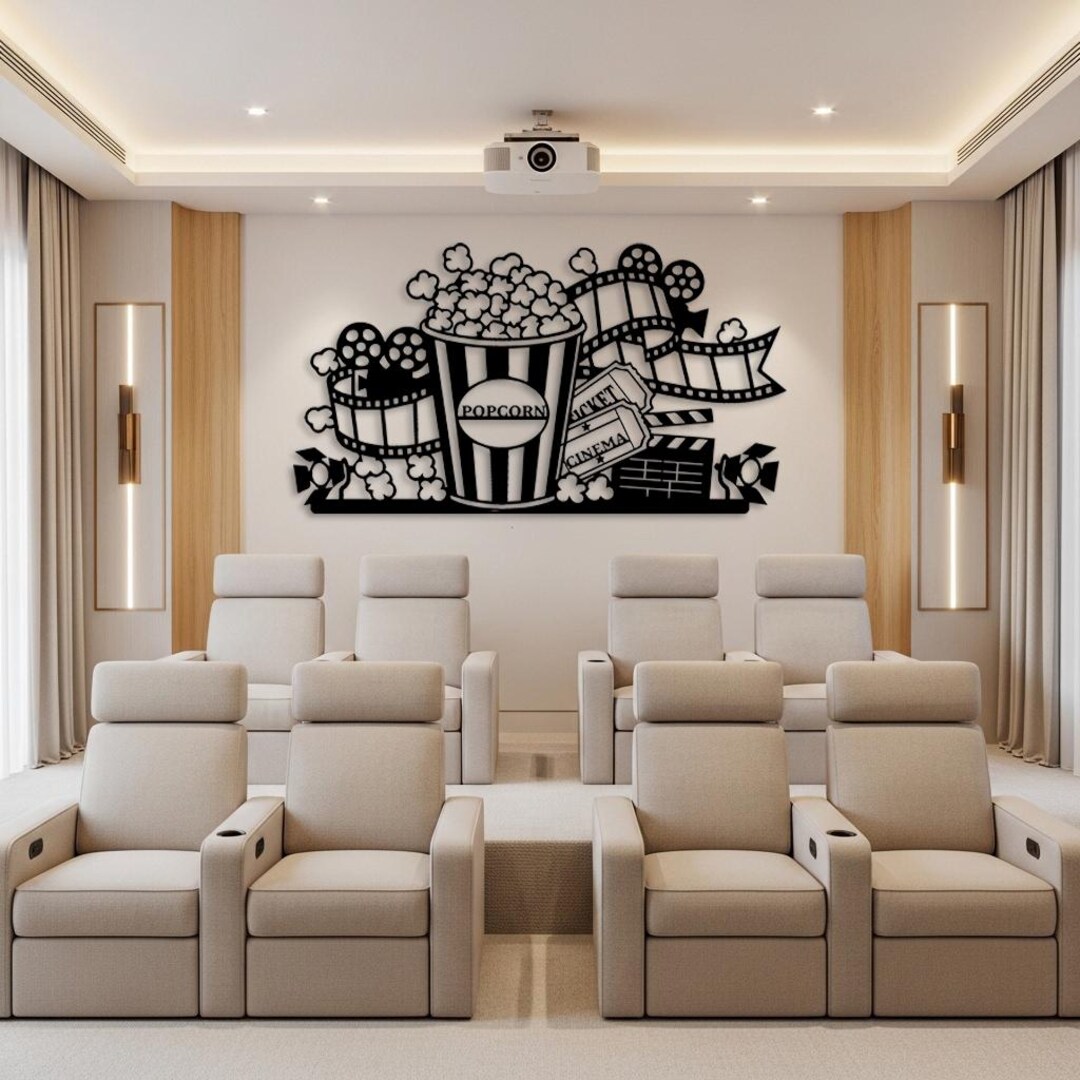 Cinema Metal Wall Art, Movie Theater Decor Above Couch, Home Theater ...