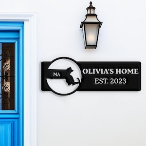 Massachusetts Custom Metal Sign, Massachusetts Welcome Sign, MA State Sign, Massachusetts Gifts, Personalized Name Sign, Historic Wall Decor
