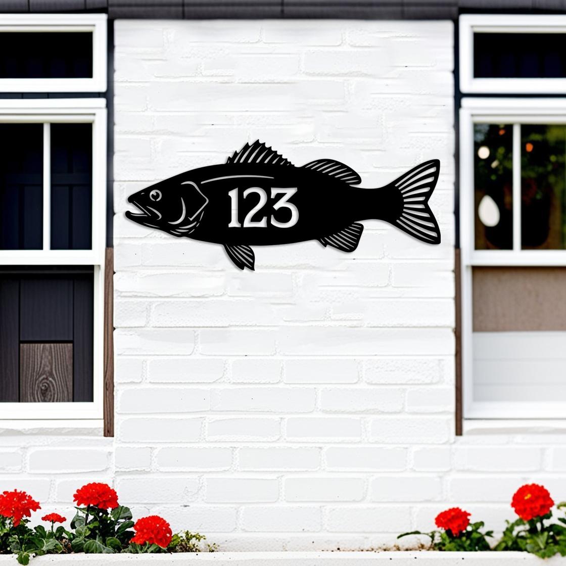 Custom Fish Address Sign, Personalized House Number Sign, Outdoor Lake ...