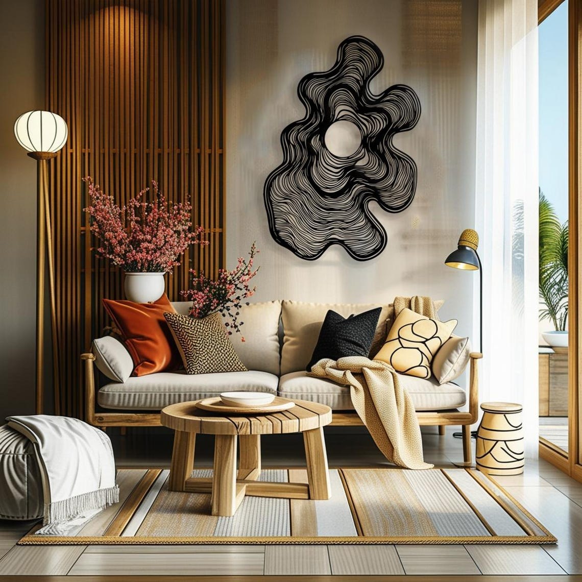 Modern Vertical Wall Art, Abstract Line Metal Wall Decor, Minimalist ...