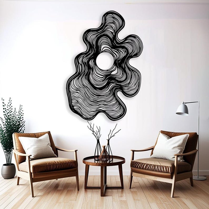 Modern Vertical Wall Art, Abstract Line Metal Wall Decor, Minimalist ...