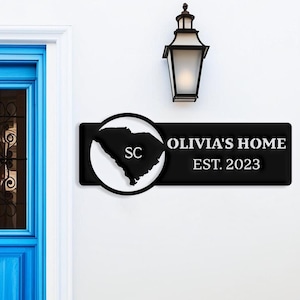 Letrero metálico personalizado de Carolina del Sur, letrero de bienvenida para exteriores de Carolina del Sur, letrero estatal de Carolina del Sur, regalos de Carolina del Sur, letrero con nombre personalizado