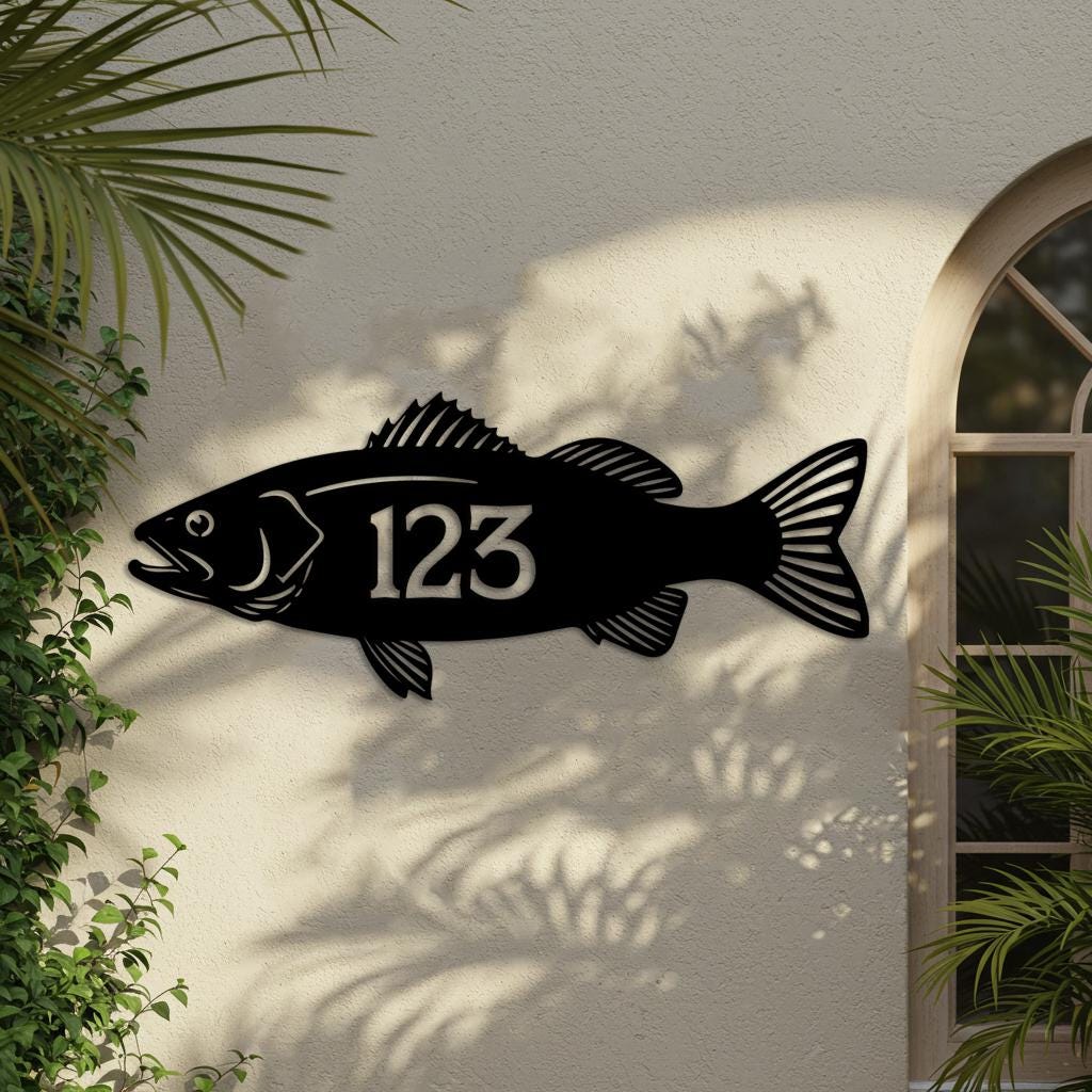 Custom Fish Address Sign, Personalized House Number Sign, Outdoor Lake ...